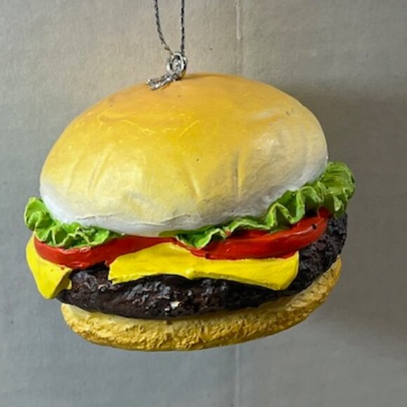 Cheeseburger Fast Food Sandwich Christmas Tree Hanging Ornament 2.5" - Picture 2 of 7
